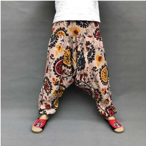 Baggy-Haremshose für Damen, kausaler Druck, Hippie-Jogginghose