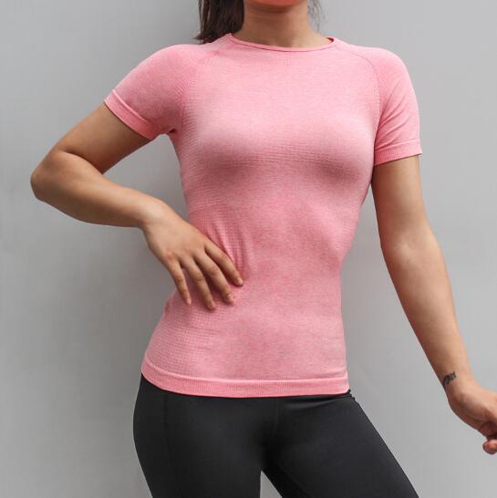 Damen Nahtloses Sportshirt, Kurzarm Yoga Sportbekleidung für Damen