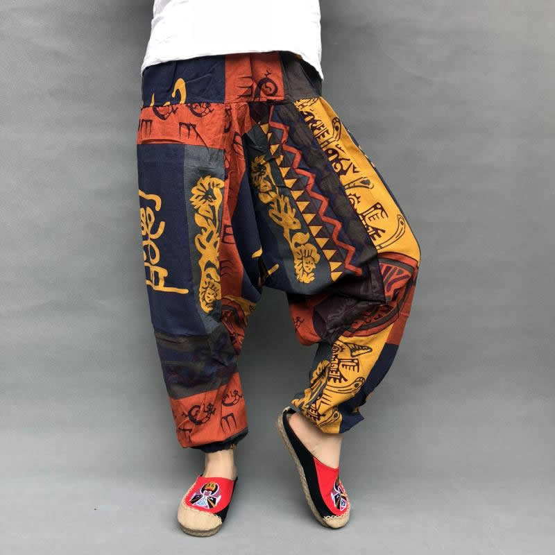 Baggy-Haremshose für Damen, kausaler Druck, Hippie-Jogginghose