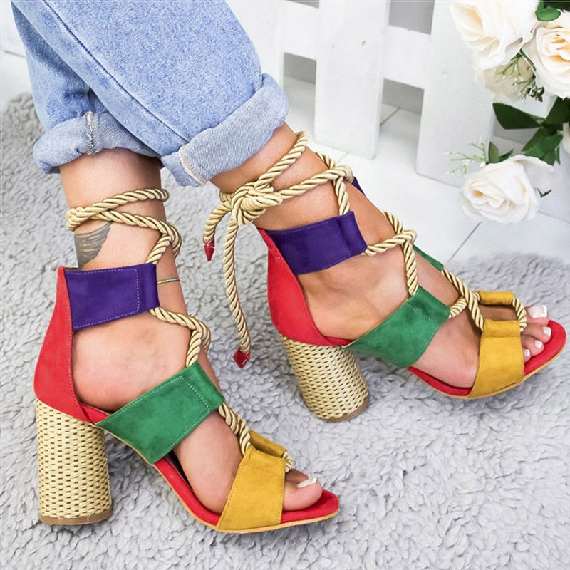 Frauen Pumps Sandalen Für Party, Hochzeit mit dicken Absätzen