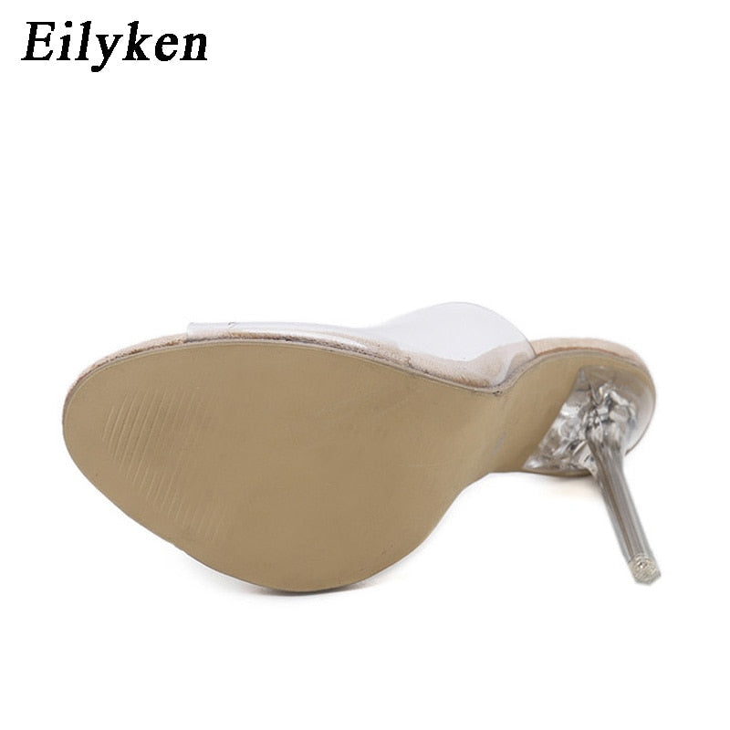 Eilyken 2022 PVC Transparent Jelly Frauen, Offene Zehe Hohe Absätze Plexiglas , Sandale Schuhe Größe 35-42