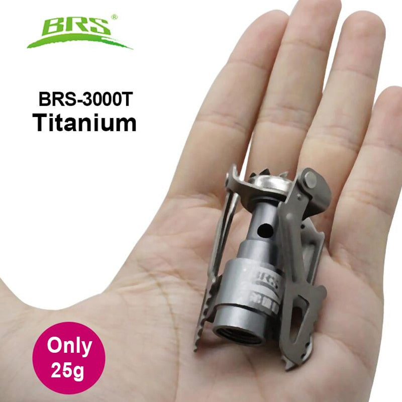 BRS Outdoor Gasherd Camping Gasbrenner, Tragbarer Mini-Titanofen, Überlebensofen Gaskocher BRS-3000T