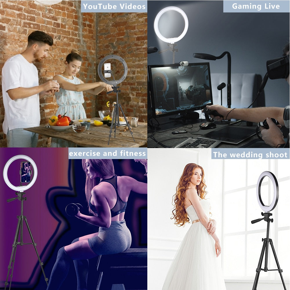 Desktop-LED-Ringlicht, dimmbar, Telefon, Videoaufnahme, rundes Fülllicht für Youtube, Tik Tok, Videofotografie, Beleuchtung, Ringlicht