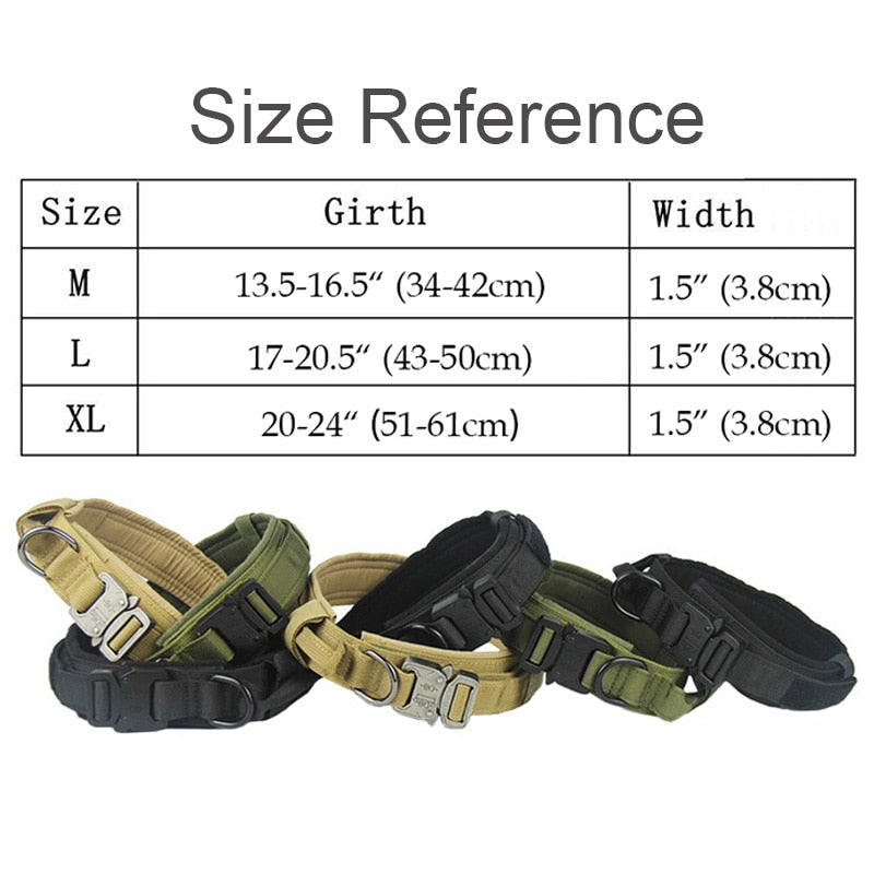 Hundehalsband mit Hundemarke Nylon, verstellbar, militärisch, taktisch, großes Hundehalsband mit Griff, Training, Laufen, Hundehalsband, personalisierbar