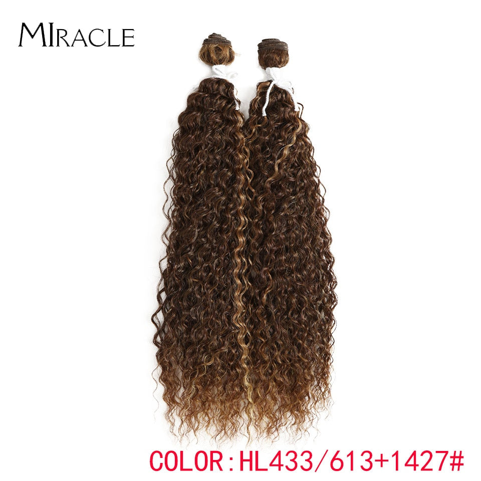Afro Kinky Curly Hair Wave Synthetisches Haar Hitzebeständig Deep Wave Hair Bundles Extensions Braun 2Pcs / Lot 26Inch