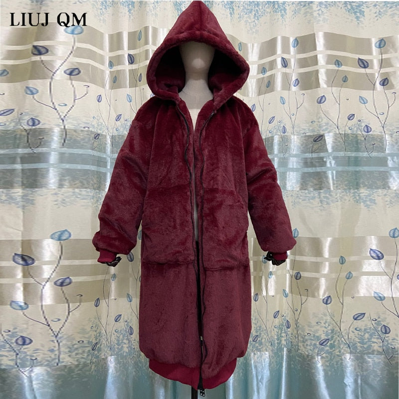 Übergroßer Winter Kunstpelz Mantel für Frauen, Kapuzenjacke
