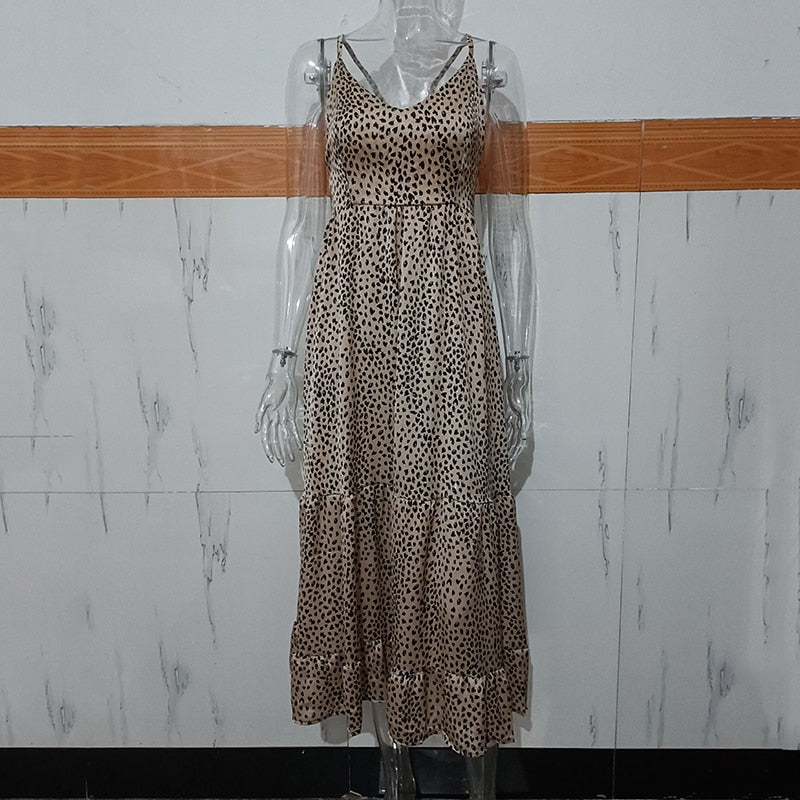 Sexy Leopard Spaghetti-Kleid