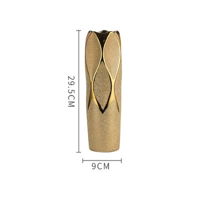 30CM Luxus Europa Gold Keramik Vase, Home Decor Kreatives Design Porzellan, Dekorative Blumenvase Für Hochzeitsdekoration