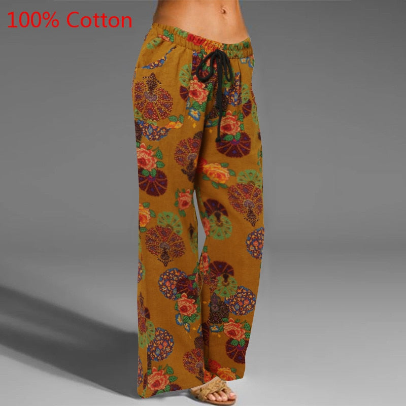 Celmia Vintage Damen Breite Bein Hose 2023, Sommer Palazzo Mode lange Hosen
