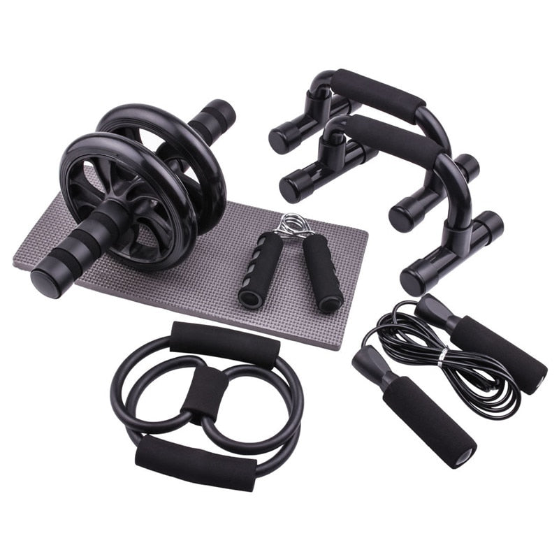 Bauchrad Ab Roller Set, Widerstandsbänder Push-Up-Ständer, Heimübung, Bodybuilding Muskeltraining