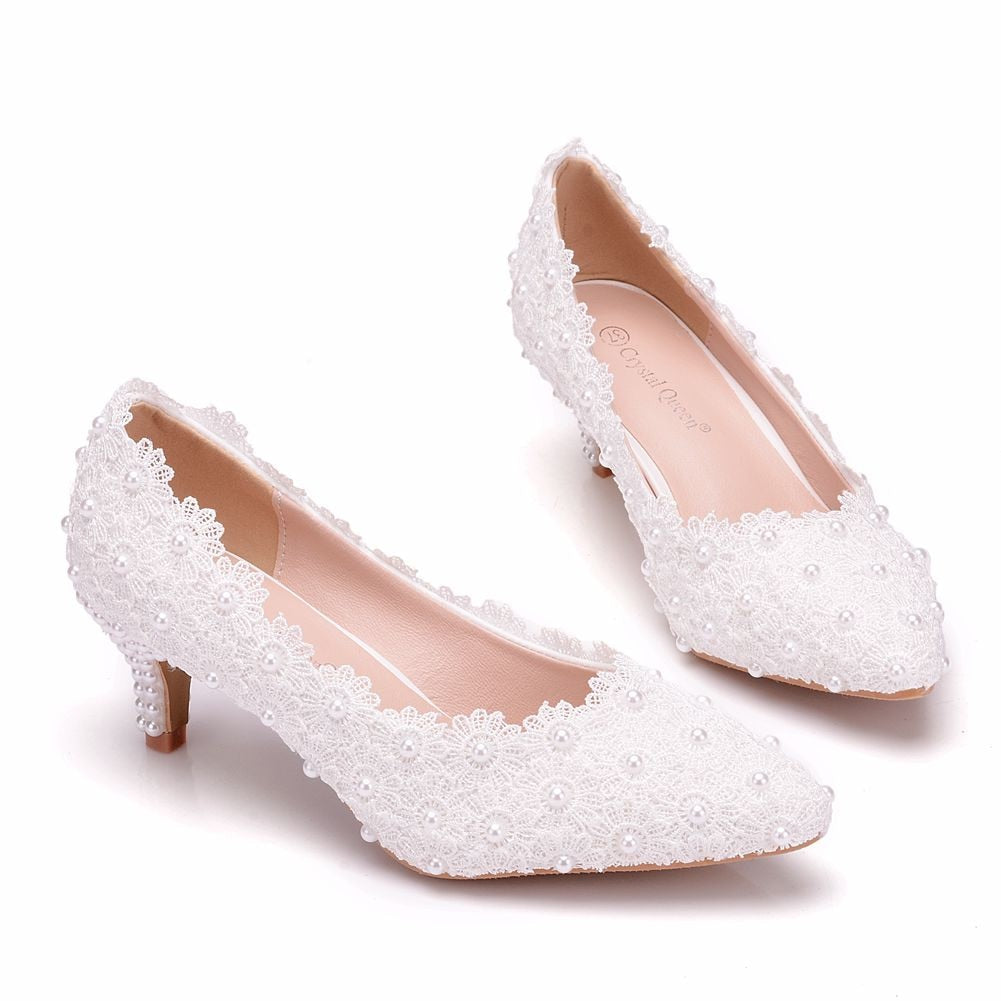 Handgefertigte white Crystal Queen Hochzeitsschuhe