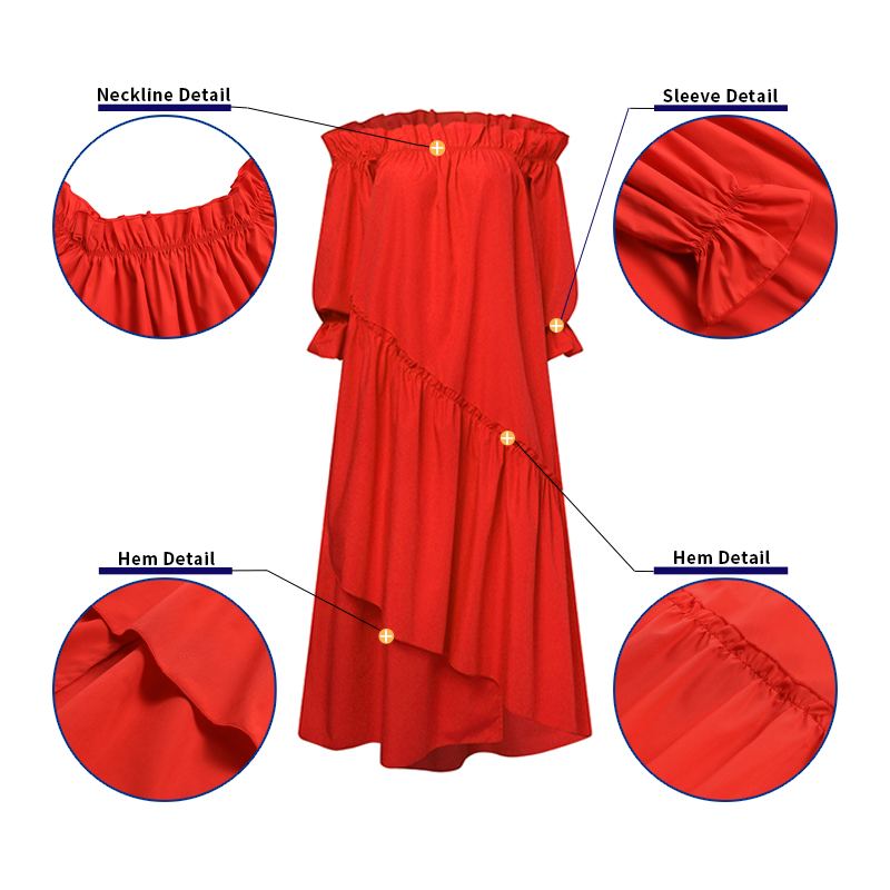 Holiday Langarm Sommerkleid mit unregelmäßigem Saum Bohemian Robe