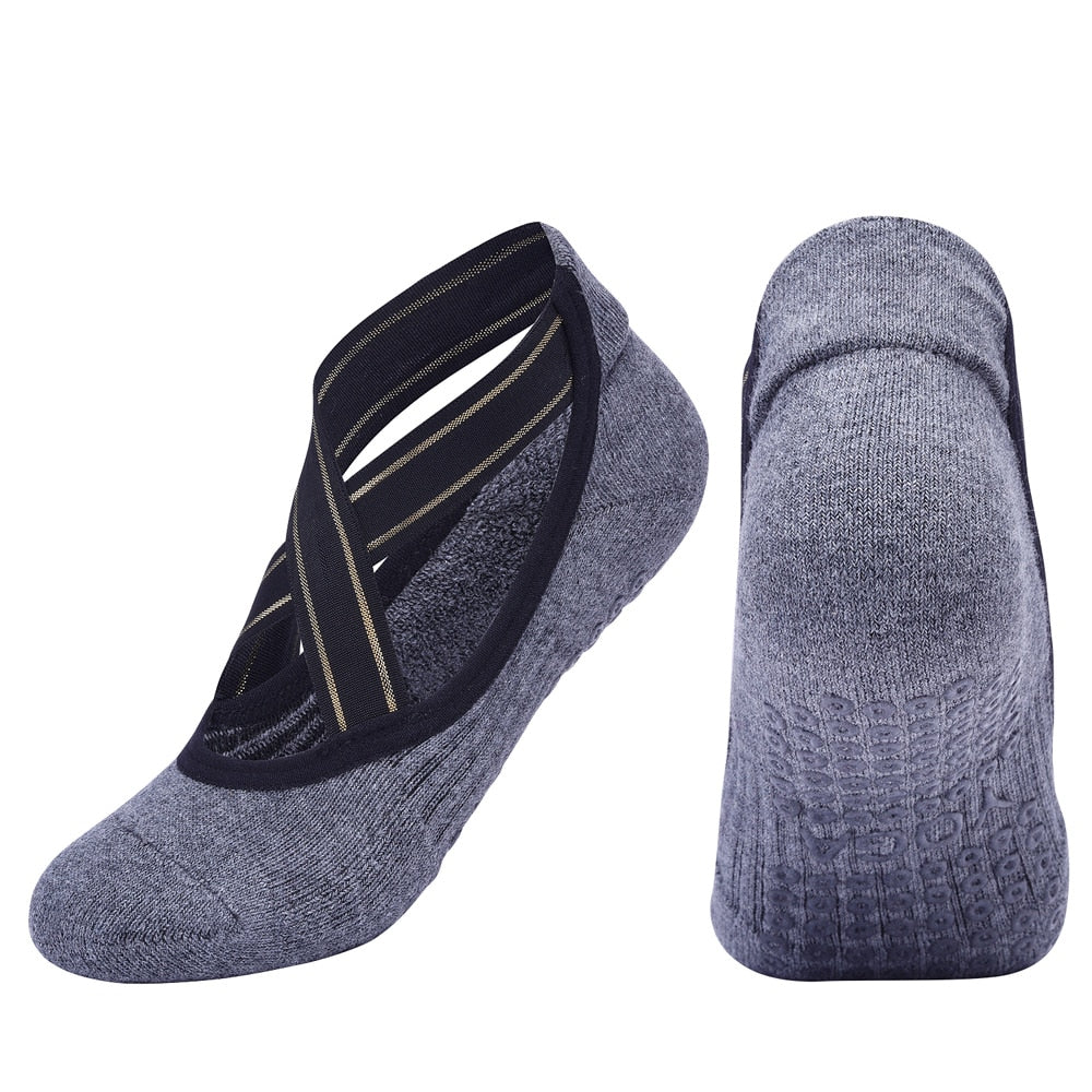 Hochwertige Verband-Yoga-Socken und Anti-Rutsch-Handtuchunterseite, rückenfreie Barre-Tanzsocken