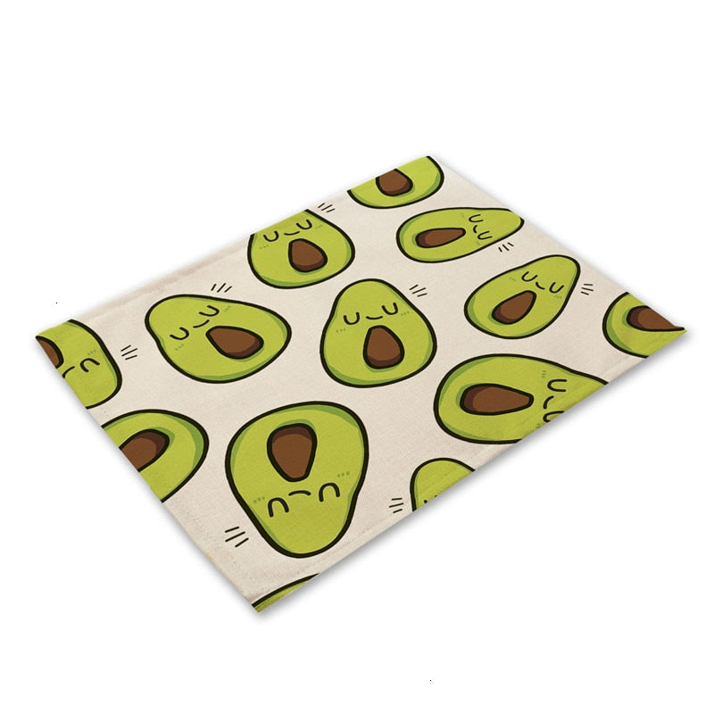 Tropische Avocadomuster Küchentischset aus Baumwolle