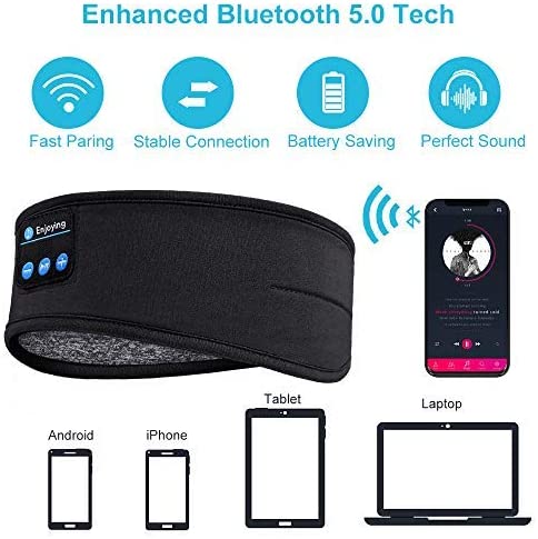 Bluetooth-Schlafkopfhörer, Sport-Stirnband, kabellosen Musik-Kopfhörer, Augenmaske für Seitenschläfer