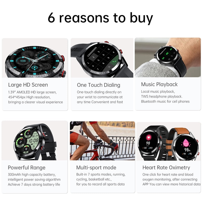 2022 neue 454 * 454-Bildschirm-Smartwatch zeigt immer die Uhrzeit an Bluetooth-Anruf, Lokale Musik-Smartwatch für Herren, Android-TWS-Kopfhörer