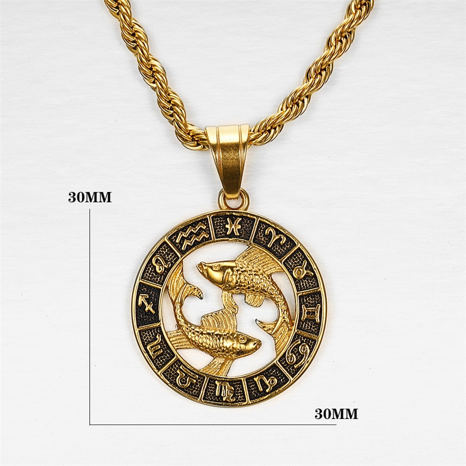 12 Sternzeichen Horoskop Anhänger Halsketten für Herren & Damen Gold Widder Leo 12 Konstellationen, Halskette Schmuck
