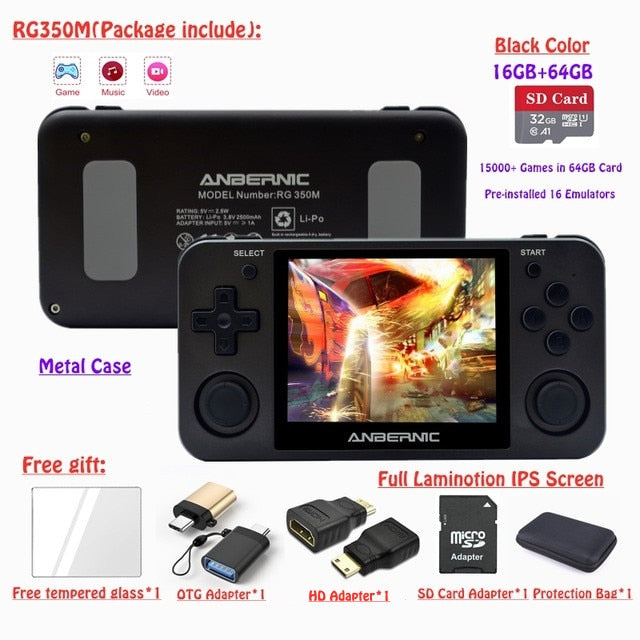 Full View 3.5" IPS Bildschirm Linux OS RG350M Retro Game Console Metal Shell PS1 Arcade Emulator RG350 Gaming Player HDMI-kompatibel