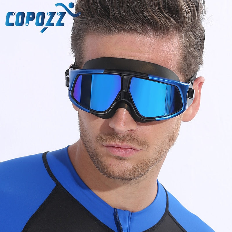 Schwimmbrille für Männer und Frauen, beschlagfrei, UV-Schutz, großer Rahmen, für Erwachsene