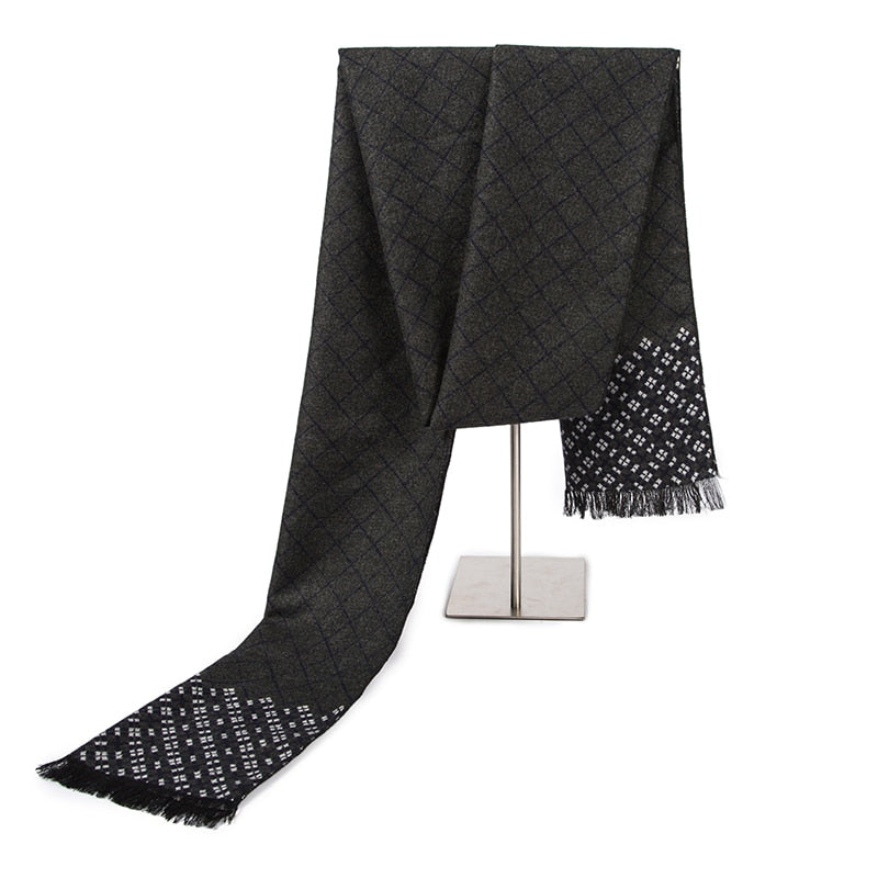 Herbst/Winter Herren Grau gestreifte Business Schals, Kaschmirschal für Gentleman