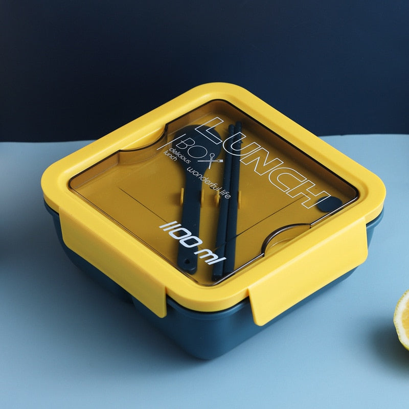 850 ml/1100 ml tragbare Lunchbox Lebensmittelbehälter Mikrowelle geeignet, Bento-Boxen Lunchbox mit Besteck-Sets