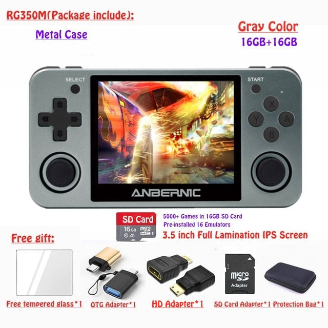 Full View 3.5" IPS Bildschirm Linux OS RG350M Retro Game Console Metal Shell PS1 Arcade Emulator RG350 Gaming Player HDMI-kompatibel