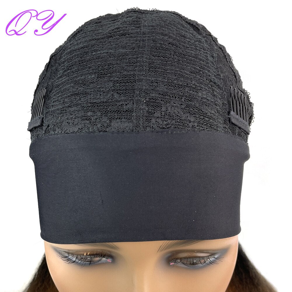 African Straight Headband Wigs Natural Black Medium Length Hairstyle Women's Wig Afro Kinky Free Part Daily Wear Ladies Hair