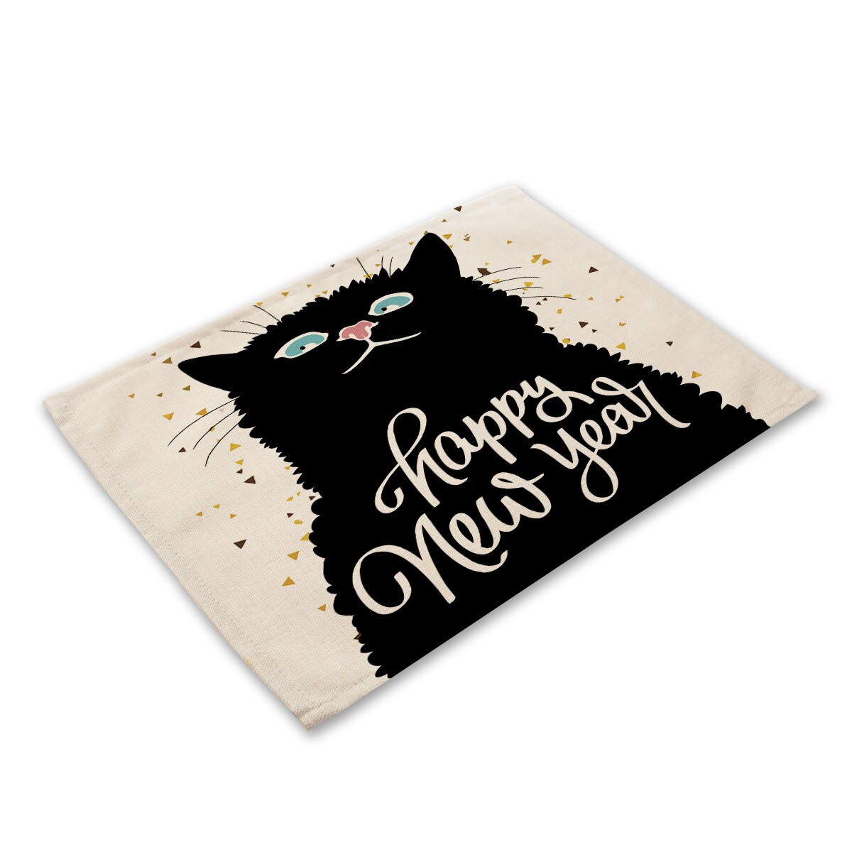 Leinen-Tischsets mit schwarz-weißem Katzendruck für Esstisch-Accessoires, Schüssel, Teller-Platzsets