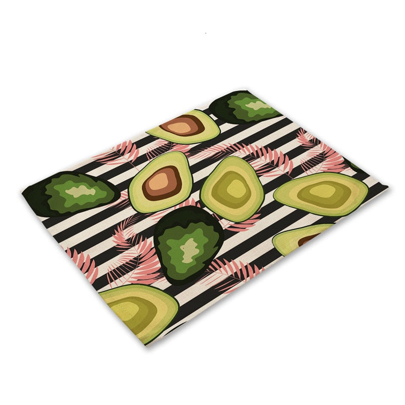 Tropische Avocadomuster Küchentischset aus Baumwolle