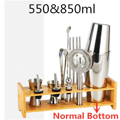 Cocktail-Shaker-Bar-Set Kunststoff- und Holzhalter, Edelstahl verkupferter Cocktail-Shaker