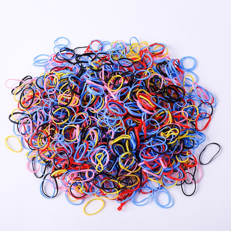 500Pcs/Pack bunte kleine Einweg-Haarbänder elastisches Gummiband Pferdeschwanzhalter, Haarschmuck für Mädchen