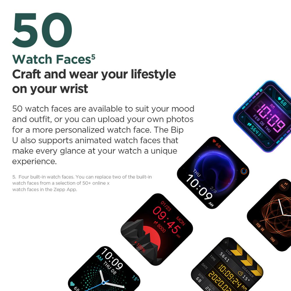 GPS Smartwatch Amazfit Bip U Pro Farbbildschirm 31g, bis zu 5 ATM Wasserdichtheit 60+ Sportmodus, Smartwatch für Android
