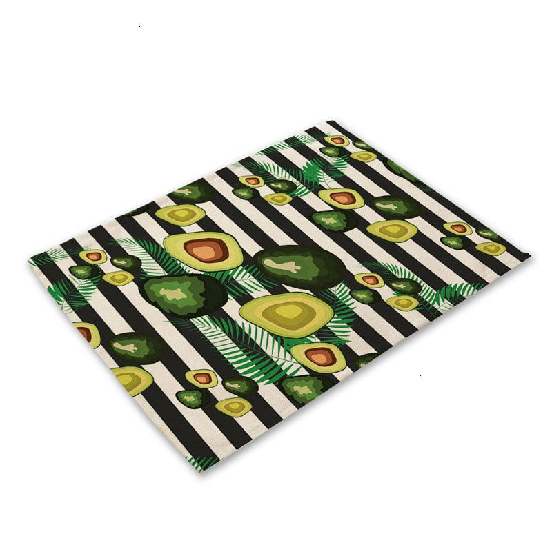 Tropische Avocadomuster Küchentischset aus Baumwolle