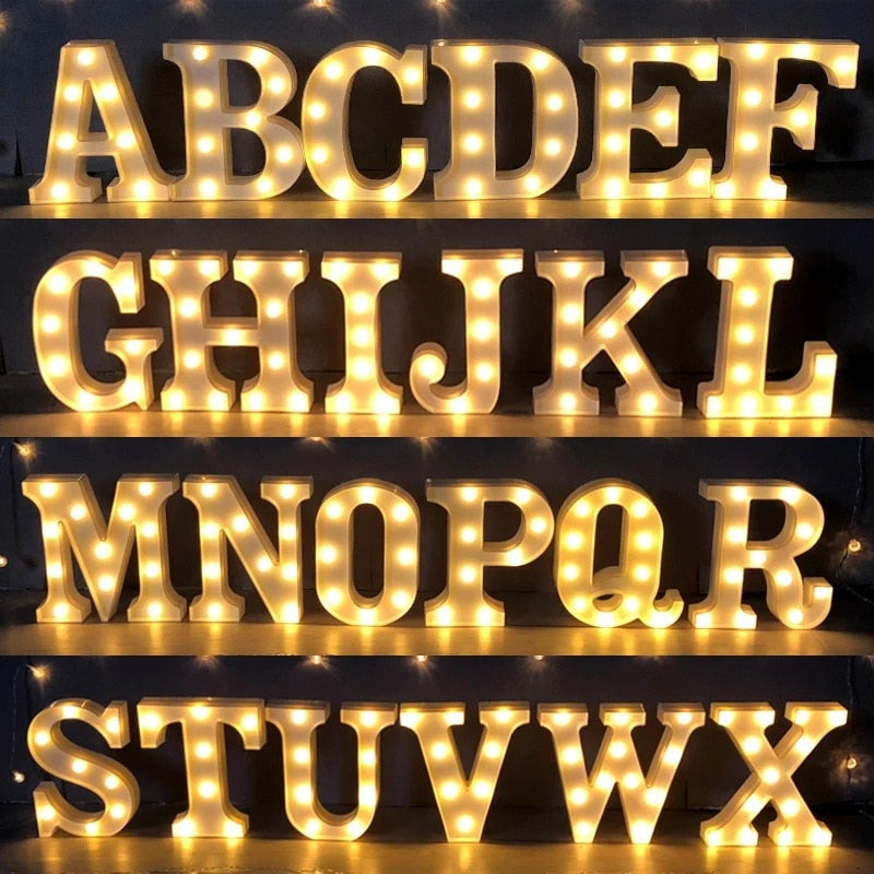 Alphabet Buchstaben LED-Leuchten, Leuchtzahl Lampe, Dekor Batterie, Nachtlicht für Zuhause Hochzeit Geburtstag Weihnachtsfeier Dekoration