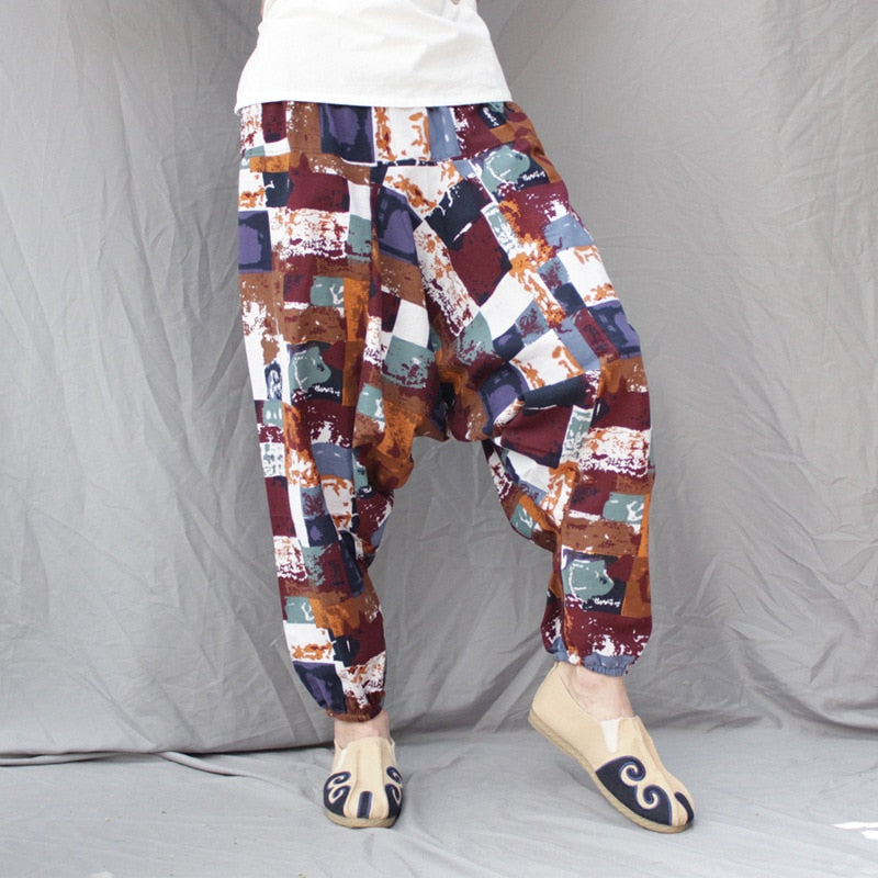 Baggy-Haremshose für Damen, kausaler Druck, Hippie-Jogginghose