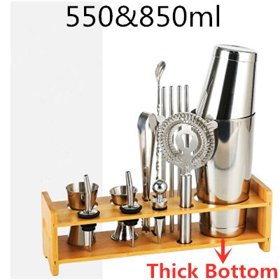 Cocktail-Shaker-Bar-Set Kunststoff- und Holzhalter, Edelstahl verkupferter Cocktail-Shaker