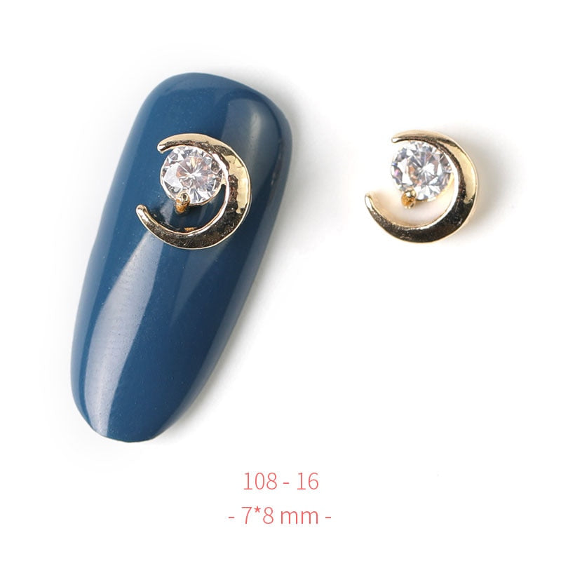 HNUIX 2Pieces 3D Metal Nail art Jewelry Japanese Nail Decorations Top Quality Crystal Manicure Zircon Diamond Charms Pendants