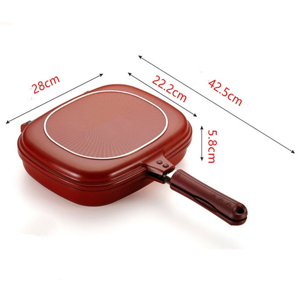 Doppelseitige Grillpfanne, Bratpfanne Skillet Grill Langlebige Antihaftpfannen