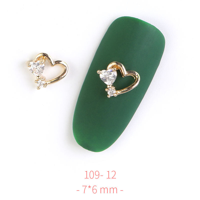 HNUIX 2Pieces 3D Metal Nail art Jewelry Japanese Nail Decorations Top Quality Crystal Manicure Zircon Diamond Charms Pendants