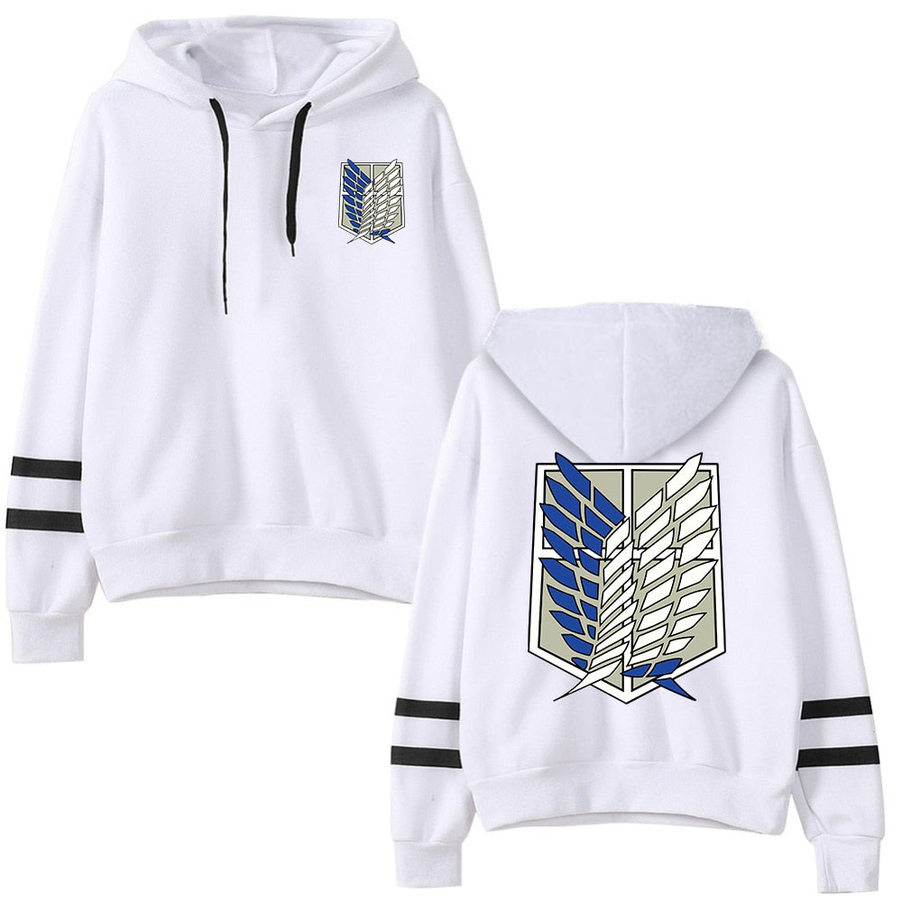 Attack on Titan Langärmliges gestreiftes Kapuzen-Sweatshirt Pullover