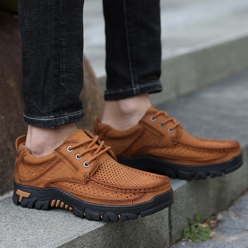 Herren Sommer Rindsleder Schuhe, Echtes Leder für Outdoor Größe 38-48