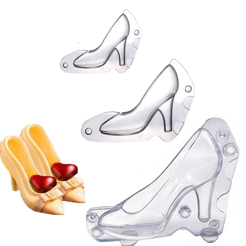 Größe 3D High Heel Schuh Schokoladenform mit 3 Clips, Kandiszuckerpaste Form für Kuchen