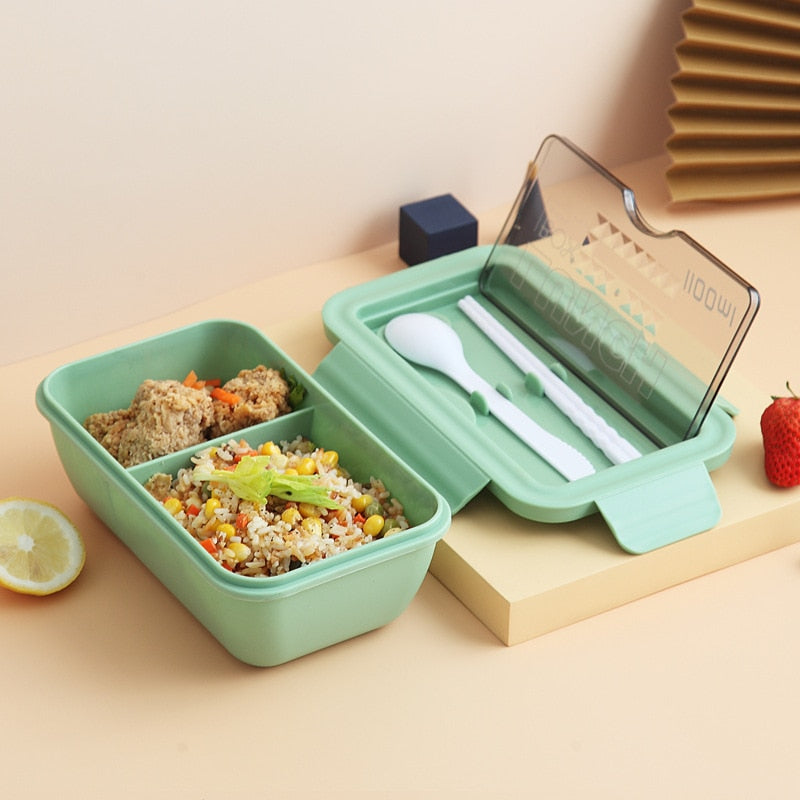 850 ml/1100 ml tragbare Lunchbox Lebensmittelbehälter Mikrowelle geeignet, Bento-Boxen Lunchbox mit Besteck-Sets