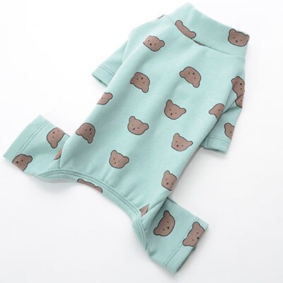 Baumwolle Haustierkleidung Bärenmuster Hundepyjamas, Overall 4 Beine Mantel, O-Ausschnitt