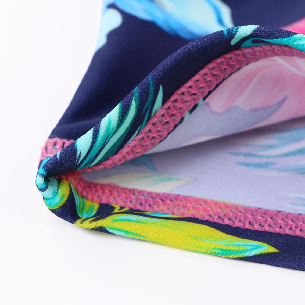 Navy Floral Mädchen Bademode für Kinder, Langarm Einteiler Strand Badeanzug
