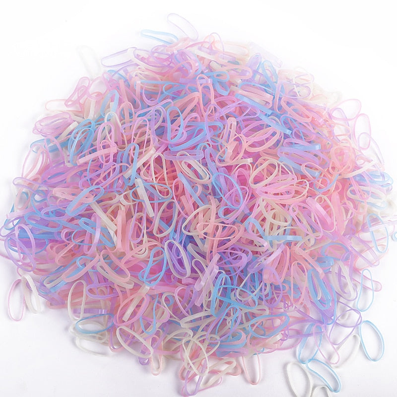 500Pcs/Pack bunte kleine Einweg-Haarbänder elastisches Gummiband Pferdeschwanzhalter, Haarschmuck für Mädchen
