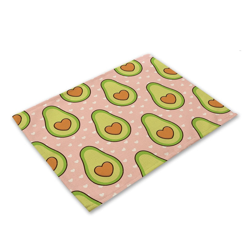Tropische Avocadomuster Küchentischset aus Baumwolle