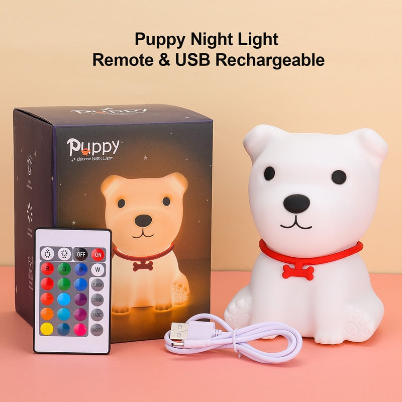 LED-Nachtlichter, süße Hundelampe, Berührungssensor, Fernbedienung, RGB, Kinder, Baby, USB-Lampen, Schlafzimmer, Tisch, Zimmer, Licht, Spielzeug, Nachttischdekoration