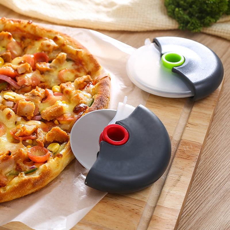 Edelstahl-Rundrad-Schneidemesser für Pizza mit Deckelrolle, Teigschneider