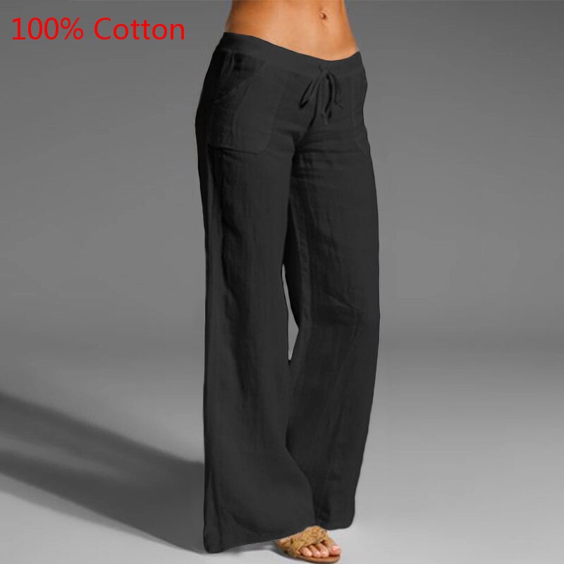 Celmia Vintage Damen Breite Bein Hose 2023, Sommer Palazzo Mode lange Hosen